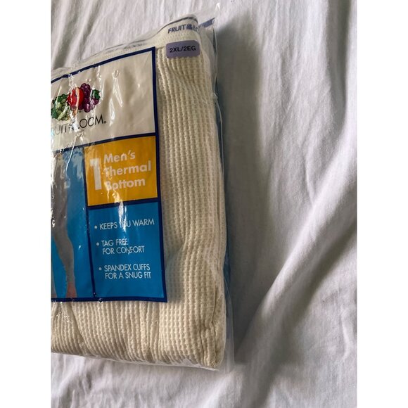 Fruit Of The Loom Mens Thermal Bottom 2XL/2EG Natural Color Cotton/Polyester Ble - Picture 2 of 10